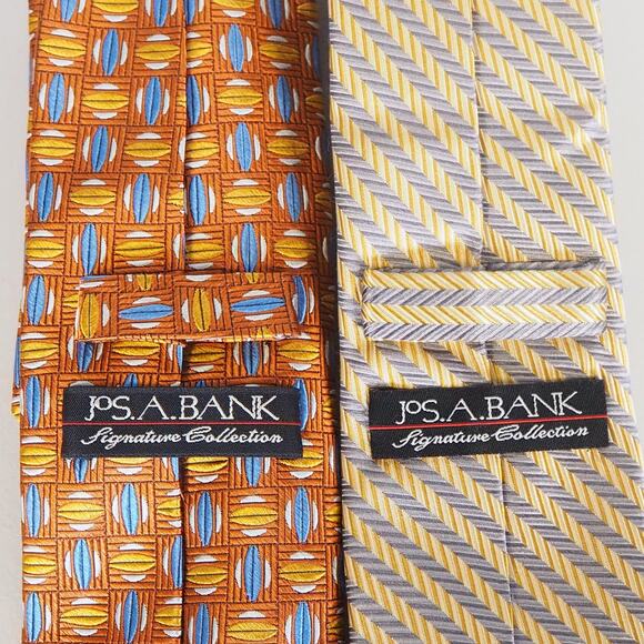 Jos. A. Bank‎ Signature Collection 100% Pure Silk Neckties Gold/Orange/Blue Ties - Picture 6 of 15